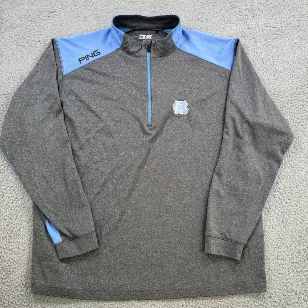 PING Men XXL UNC Tar Heels 1/4 Zip Pullover Gray Blue SensorCool Performance